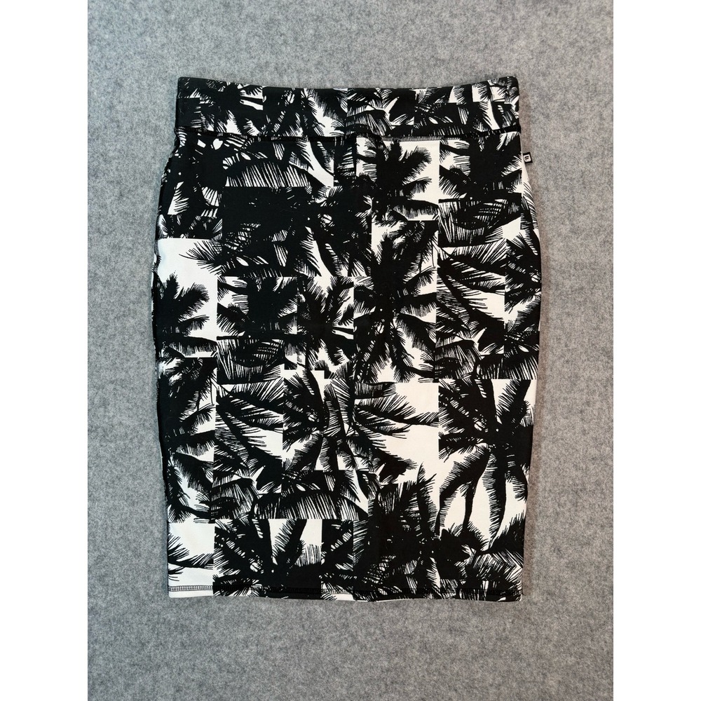 Fabletics Womens Black White Palm Tree Tropical Print Bodycon Pencil Skirt M‎